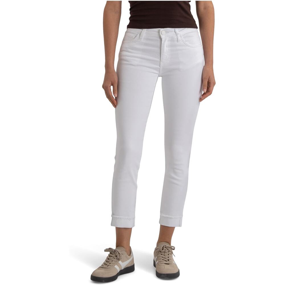 Kut from the Kloth Amy Raw Hem Straight Leg Jeans White Size 6